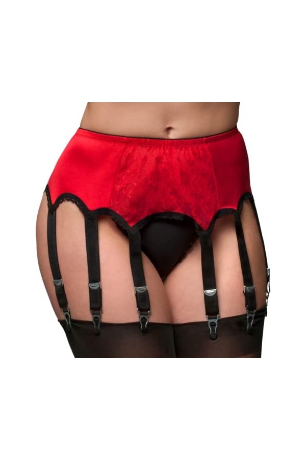 Nylon Dreams NDL10 Lace Front Porte-jarretelles à 10 sangles XL, blanc 