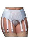 Nylon Dreams NDL10 Lace Front Porte-jarretelles à 10 sangles XL, blanc 