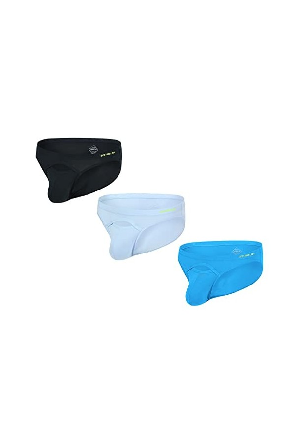 BIATWOWR Sous-vêtement sexy pour homme - Avec poche ouverte sur le devant - Taille basse - Stretch - Doux et confortable, 3 x