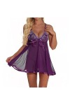 Zylione Costume pour femme en dentelle florale avec string pour femme - Lingerie rouge - Abricot, Violet F., XXL