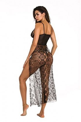 ZTIANEF La grilleLingerie érotique Pyjama Chemisier Sexy Robe de Chambre Confortable, Noir, M