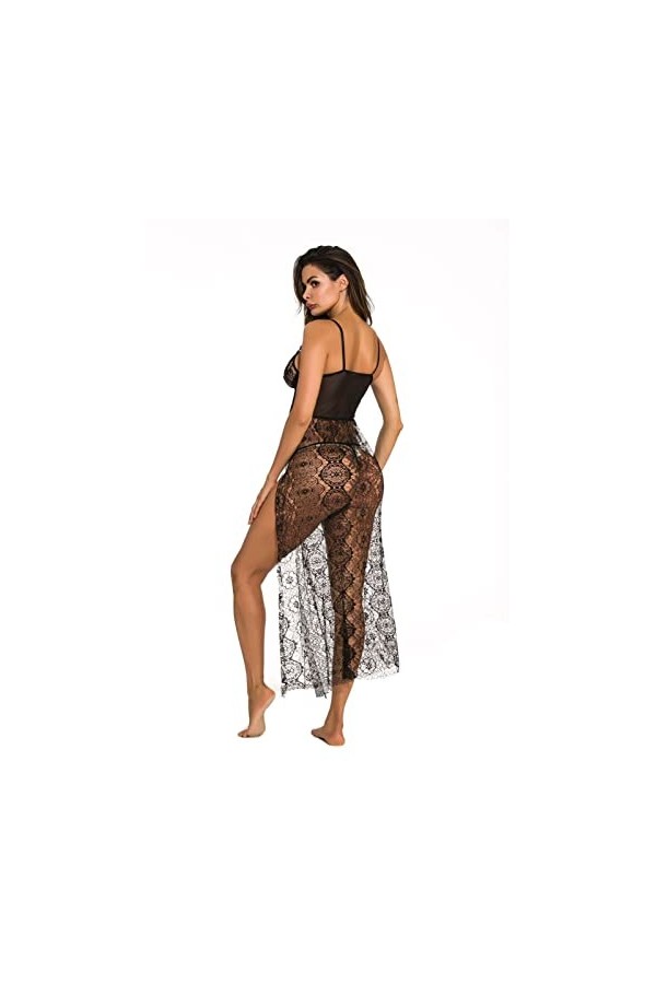 ZTIANEF La grilleLingerie érotique Pyjama Chemisier Sexy Robe de Chambre Confortable, Noir, M