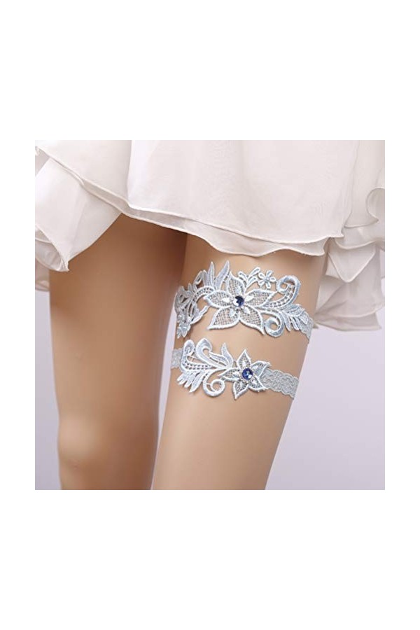 Trjgtas Dames Ceinture 1 Paire Mariage Occidental mariée jarretière Dentelle Strass mariée Pied décor Ornements Floraux