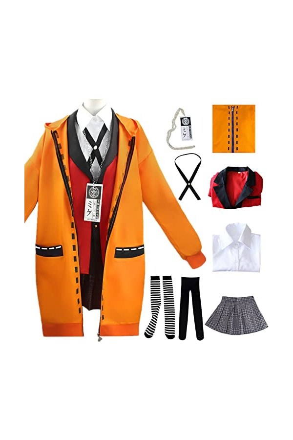 Foanja Yomozuki Runa Déguisement Filles Femmes Cosplay Kakegurui Scolaire Uniforme Complet 8 Pièces Set pour Enfant Adulte Ha