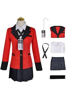 Foanja Jabami Yumeko Déguisement Femme Cosplay Kakegurui Scolaire Uniforme Complet Vestes Chemises Jupes et Accessoires pour 