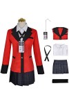 Foanja Jabami Yumeko Déguisement Femme Cosplay Kakegurui Scolaire Uniforme Complet Vestes Chemises Jupes et Accessoires pour 