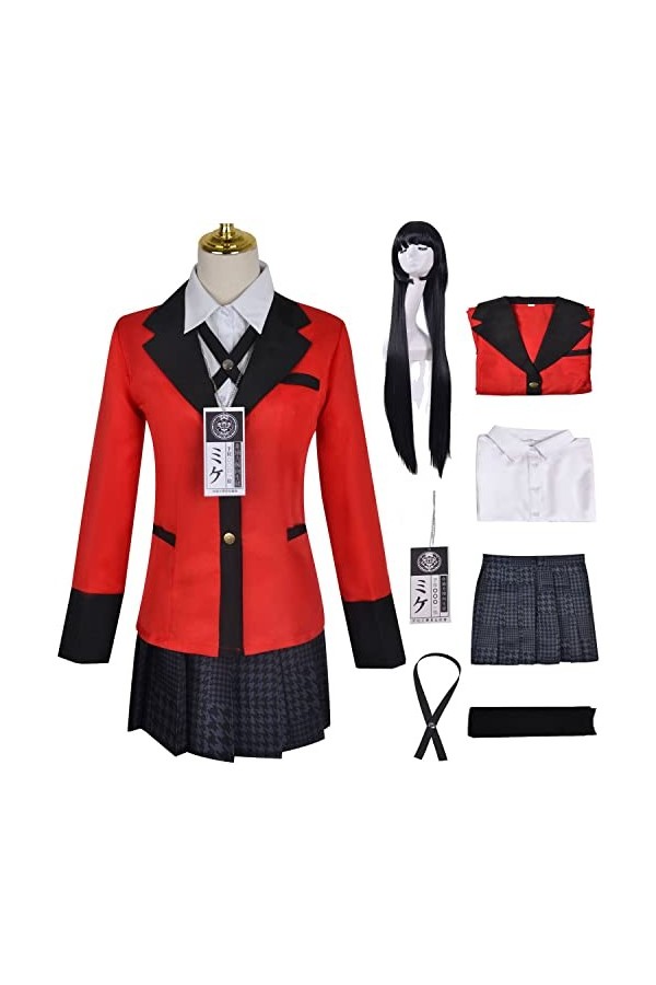 Foanja Jabami Yumeko Déguisement Femme Cosplay Kakegurui Scolaire Uniforme Complet Vestes Chemises Jupes et Accessoires pour 