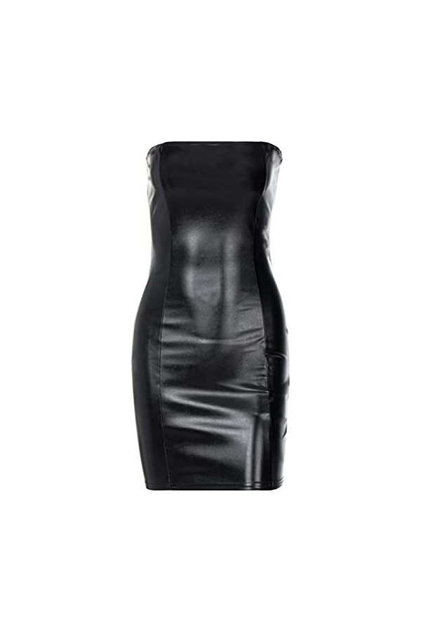 Robe sexy en cuir verni pour femme Noir, Noir , taille unique
