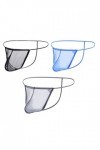 YAHWULAI See Through Sheer Thongs G-String Big Ball Pouch Quick Dry T-Back Underwear, 3*Mul 02, XXL
