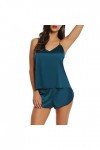 Générique Femmes Sexy vêtements de Nuit Costume col en V Pyjamas sans Manches Mignon Cami Pyjamas Femmes Vert M 