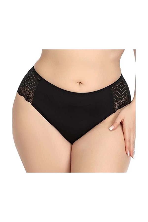 Yannaky Culottes Femmes 110Kg Femmes Culotte 2Xl-5Xl Plus Taille Sexy Dentelle Super Grande Taille Briefs 3 Packs-White,3XL