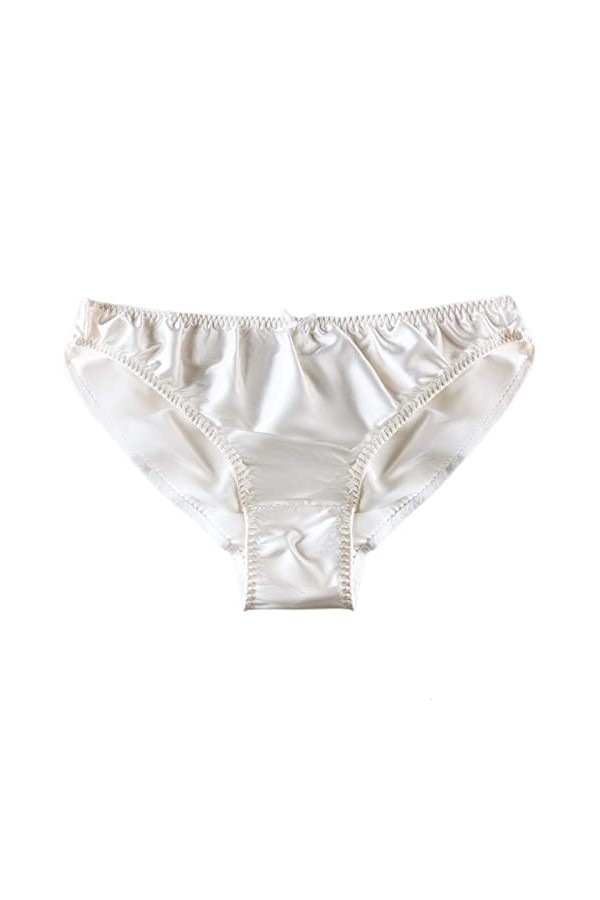 Yannaky Culottes Femmes Mesdames Sexy Real Silk Briefs sans Couture 2 Packs-White,L 50Kg-62Kg