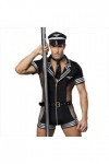 JPXJGT Homme Mankini Sexy Police Costume Lingerie Justaucorps Cuir Tentation Tentation Cosplay Color:One Size 