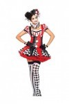 Leg Avenue Harlequin Clown Adult Sized Costumes, Noir Rouge, Taille: L EUR 44-46 pour Femmes