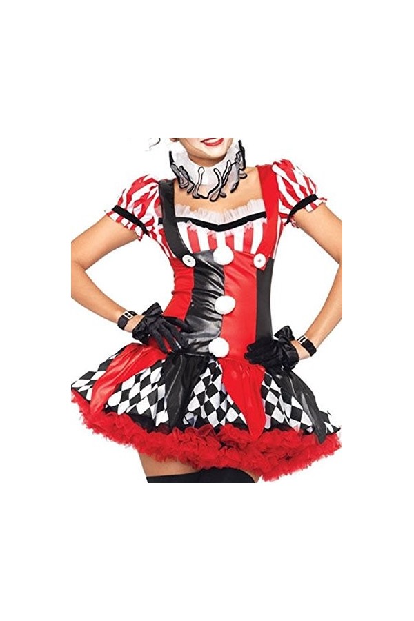 Leg Avenue Harlequin Clown Adult Sized Costumes, Noir Rouge, Taille: L EUR 44-46 pour Femmes
