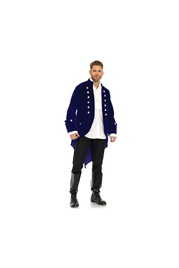 Leg Avenue- Long Velvet Coat Adult Sized Costumes, 86687 03803, Bleu, Blue