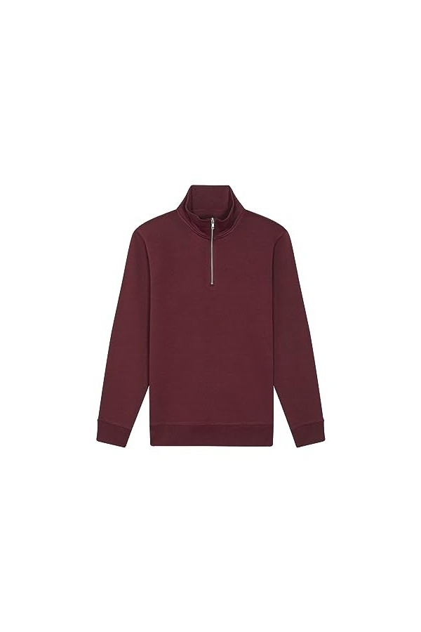 Naturalraw Sweat-shirt zippé homme STSM611 Coupe ajustée Coton Bio 1 Pack, bordeaux, S