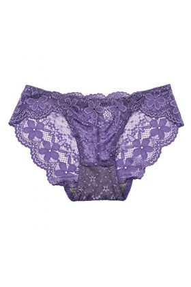 Culotte sexy en dentelle au crochet pour femme - Culotte en coton pour garçon, violet, taille unique
