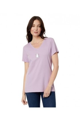 Life is Good Femme Quirky Kitty Crusher Vee, Violet, Taille L