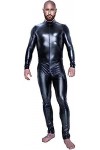 ZUVUYUO Catsuit en Cuir Verni Brillant Corps Complet Hommes Zentai Design Sexy Latex Combinaison à Fermeture éclair serrée vê