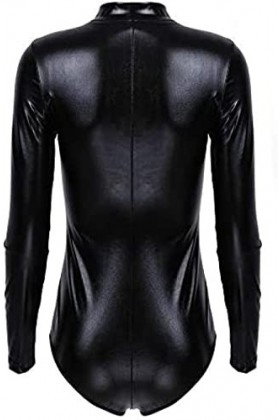 Body En Cuir Verni Pour Femme Pole Dance Performance Sexy Wetlook Lingerie Shiny Clubwear,Noir,XX-Grand