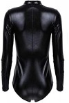 Body En Cuir Verni Pour Femme Pole Dance Performance Sexy Wetlook Lingerie Shiny Clubwear,Noir,XX-Grand