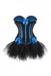 SARGE Corset Robe Bustier Jupe Tutu Set Rayures Dentelle Up Gothique Victorien Lolita Vintage Sexy Exotique Burlesque Korsett