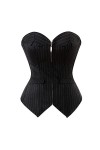 DIZATI Corsets Sexy noir rayé Corset bureau dame Corselet Sexy femmes Zip Corset Bustier hauts sans bretelles Costume grande 