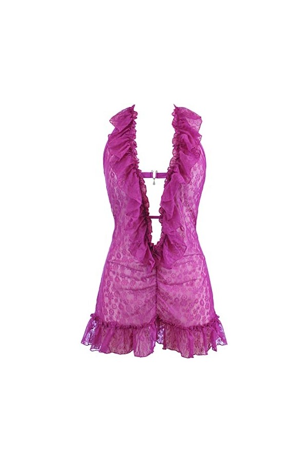 Axami Nuisette à volants et col en V profond Fuchsia, fuchsia, M