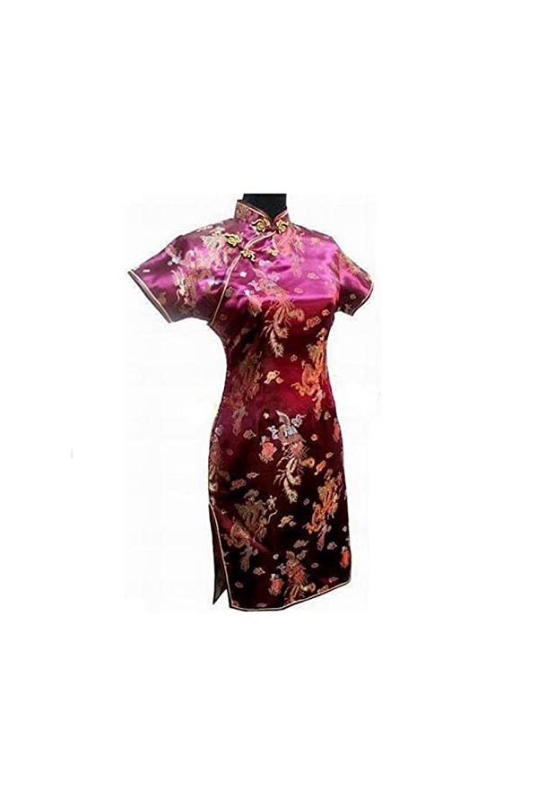 ZZSRJ Cheongsam élégant Robe Chinoise Sexy Sexy splue Plus Color : Lack Blue, Taille : XL 