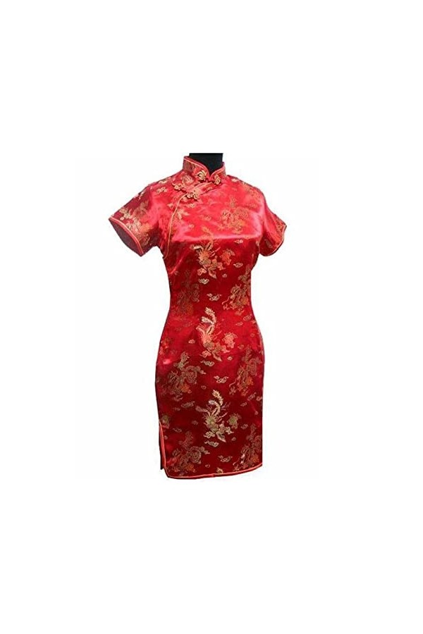 ZZSRJ Cheongsam élégant Robe Chinoise Sexy Sexy splue Plus Color : Lack Blue, Taille : XL 