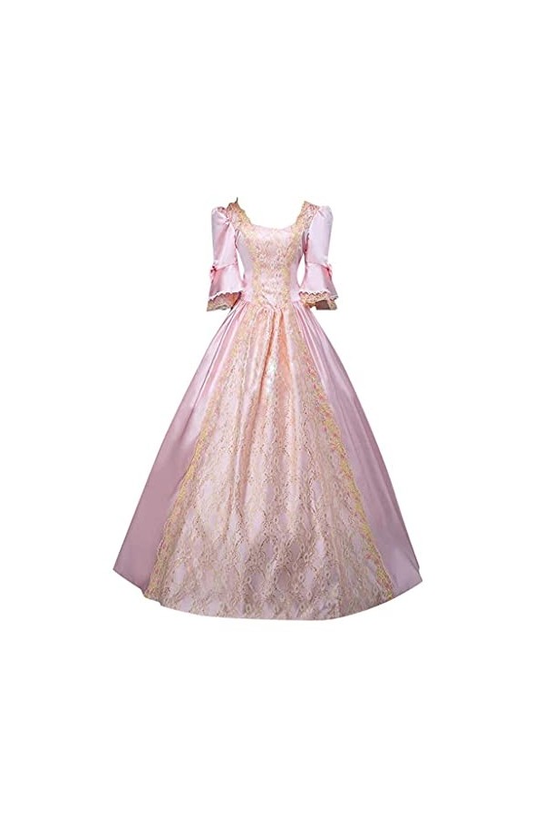 YSYOkow - Robe gothique vintage Steampunk Retro Court Princesse Robe à demi-manches Medieval Renaissance Cosplay Maxi Dresses
