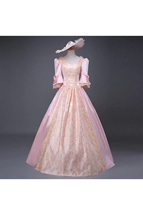 YSYOkow - Robe gothique vintage Steampunk Retro Court Princesse Robe à demi-manches Medieval Renaissance Cosplay Maxi Dresses