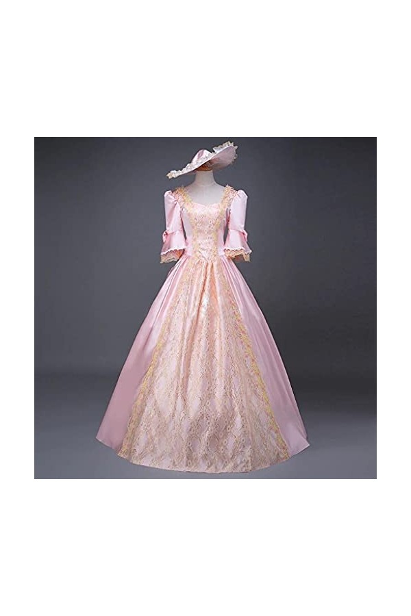 YSYOkow - Robe gothique vintage Steampunk Retro Court Princesse Robe à demi-manches Medieval Renaissance Cosplay Maxi Dresses