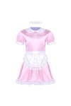 GWSFQ Lingerie Sexy Mens Maid Dress Uniforme Sexy Cosplay Costume Robe À Manches Courtes Satin Cosplay Robe Tablier-Noir_L