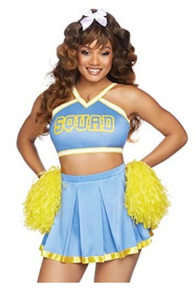 Leg Avenue Cheer Squad Cutie Adult Sized Costumes, Bleu Jaune, XS Femme