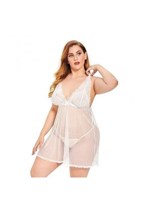 Lingerie Sexy pour Femmes en Filet de Poisson Pyjama Sexy Ensemble Deux pièces de Semi-Transparent Érotique