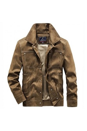 CUTeFiorino Veste de moto en cuir pour homme - Aspect daim - Léger - Fermeture éclair - Avec poches - Veste dextérieur - Pou
