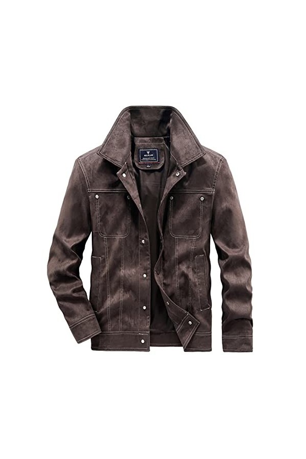 CUTeFiorino Veste de moto en cuir pour homme - Aspect daim - Léger - Fermeture éclair - Avec poches - Veste dextérieur - Pou