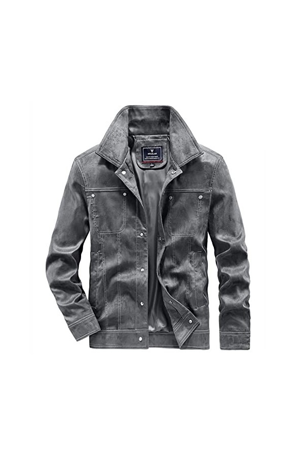 CUTeFiorino Veste de moto en cuir pour homme - Aspect daim - Léger - Fermeture éclair - Avec poches - Veste dextérieur - Pou