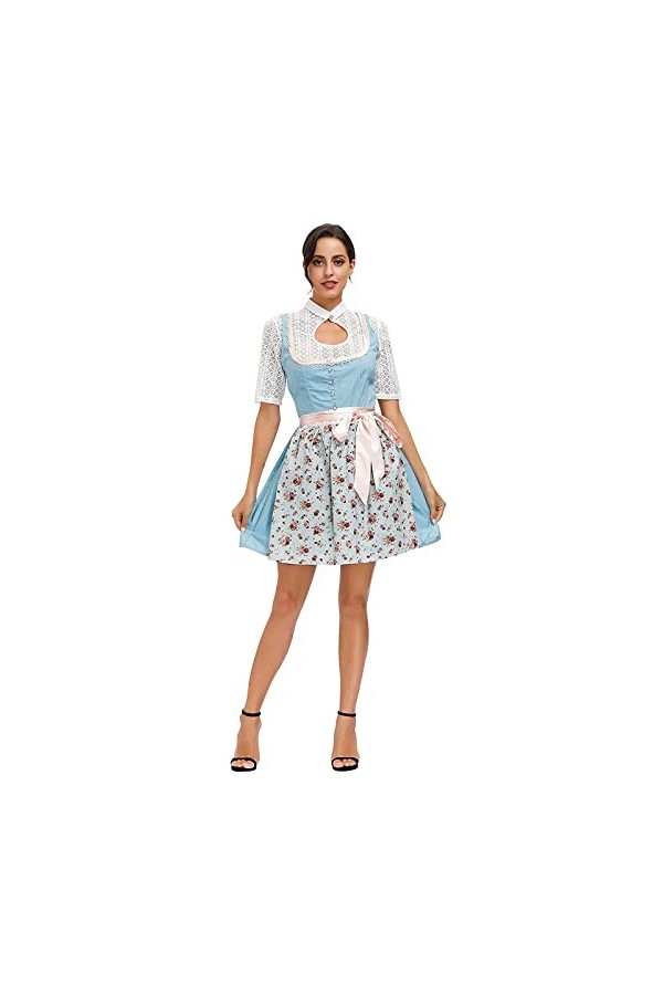 Costume de soubrette allemande en dentelle florale pour femme – Costume de soubrette – Costume de soubrette – Style vintage –
