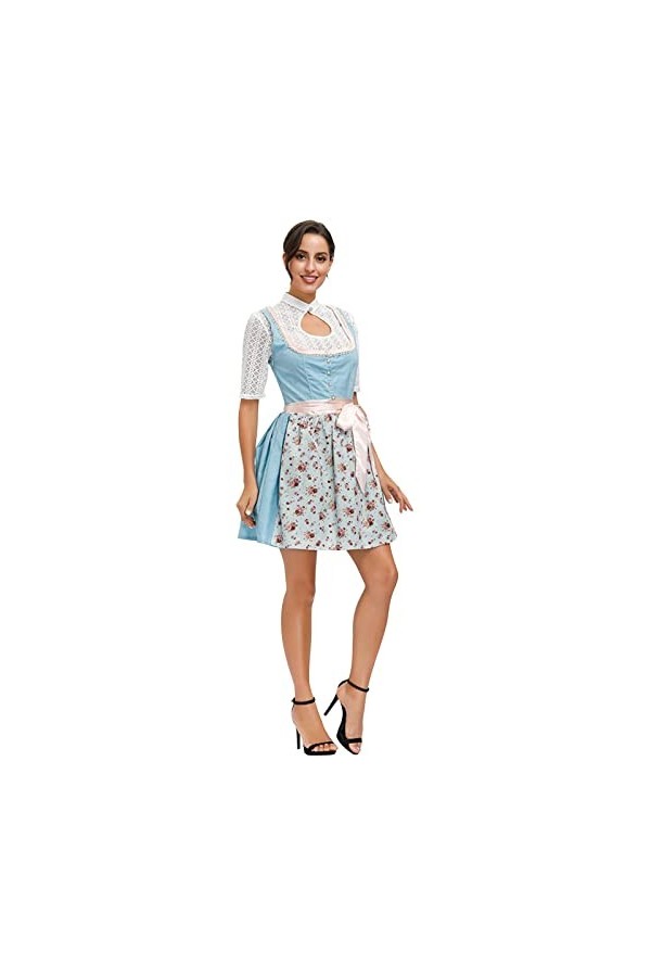 Costume de soubrette allemande en dentelle florale pour femme – Costume de soubrette – Costume de soubrette – Style vintage –