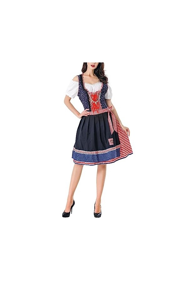Costume de soubrette Dirndl authentique pour la fête de la bière - Costume de soubrette léger - Costume allemand, Rouge, L
