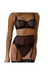 ZTIANEF Costume de Femme de chambreLa Lingerie érotique rassemble Un Ensemble Sexy en Maille rayée Transparente, Noir, M
