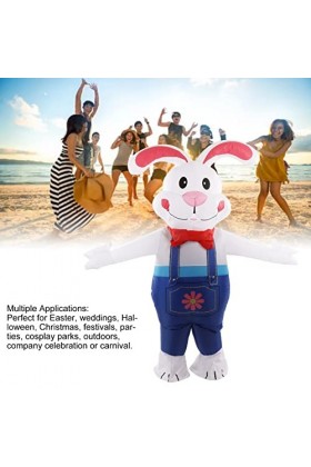 BOLORAMO Lapin Gonflable de Pâques, Costume de Lapin Gonflable en Tissu de Polyester 190T à Coutures Renforcées Légères et Im