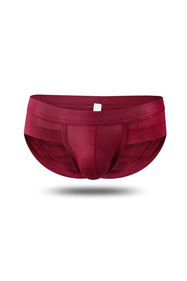 WTZWY Caleçons en Forme de Triangle truqué Taille Basse for Hommes en Maille Respirante Color : Maroon, Size : L 