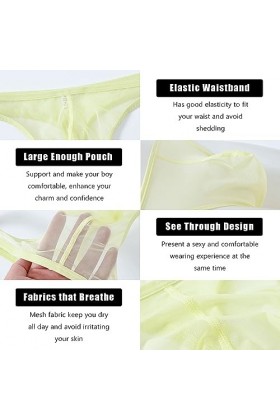 BIATWOWR String sexy taille basse en maille transparente avec pochette pour homme, 3 x Multi 02, L