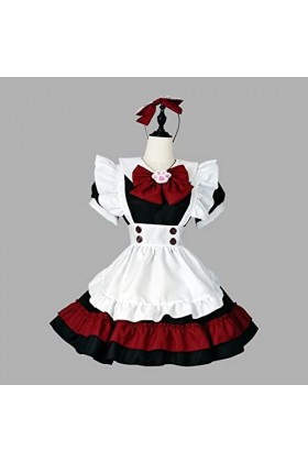 ASRX Halloween Cosplay Maid Costumes Femmes Noir Rouge&nbsp;Show Little Evil Maid Role Play Tenues Sexy Lingerie Robe-Noir, XXXL