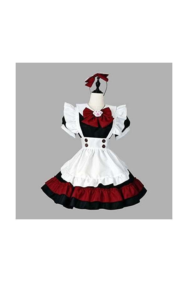 ASRX Halloween Cosplay Maid Costumes Femmes Noir Rouge&nbsp;Show Little Evil Maid Role Play Tenues Sexy Lingerie Robe-Noir, XXXL