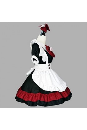 ASRX Halloween Cosplay Maid Costumes Femmes Noir Rouge&nbsp;Show Little Evil Maid Role Play Tenues Sexy Lingerie Robe-Noir, XXXL